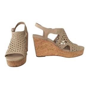 Mix No. 6 Jaleena White Cork Wedge Sandals Platform Ankle Strap Size 9.5